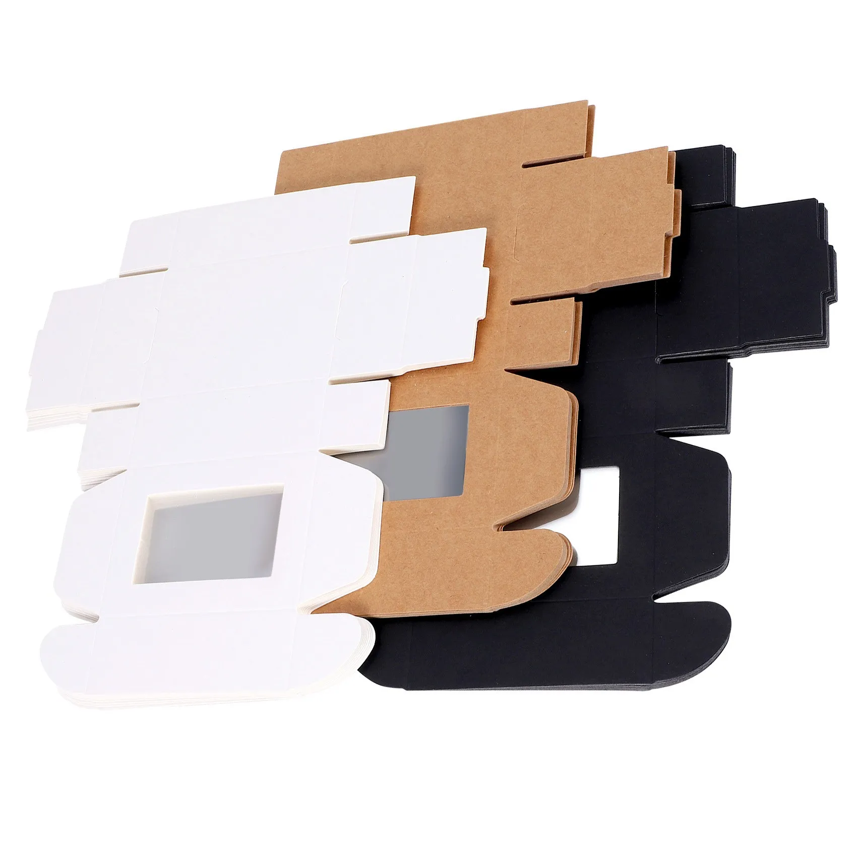 30 Pcs Mini Kraft Paper Box with Window Present Packaging Box Treat Box for Soap Treat Bakery Candy(Black Brown White) HOT