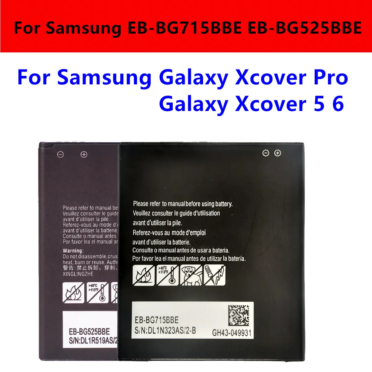 2026 Years New Battery EB-BG525BBE EB-BG715BBE EB-BG736BBE For Samsung Galaxy Xcover 5  Xcover Pro Xcover 6 Pro +2-year warranty
