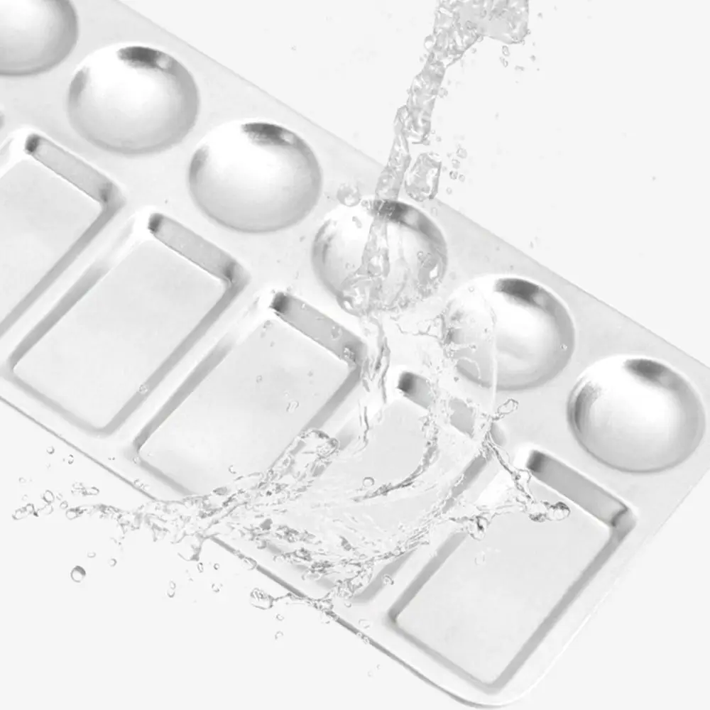 Practical Metal Watercolor Palette Circular/Rectangular Hand Drawn Mixing Paint Tray 6/10/12 Wells Art Paint Tray School Office