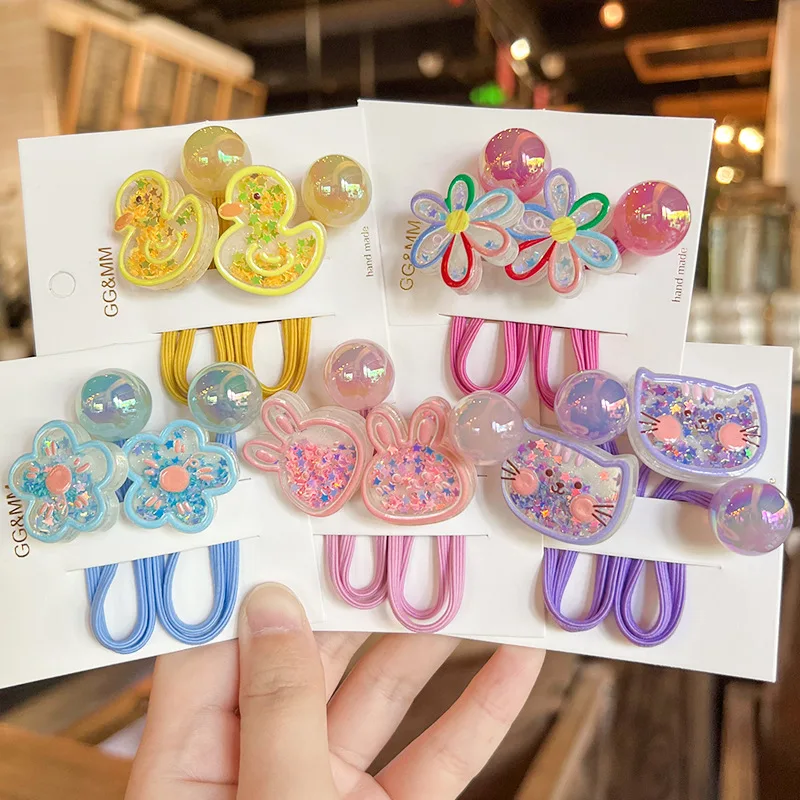 

Плоские эластичные резинки для волос для детей: милые мультяшные витые резинки-пружинки, высокоэластичные держатели для хвостиков, нескользящие аксессуары для девочек