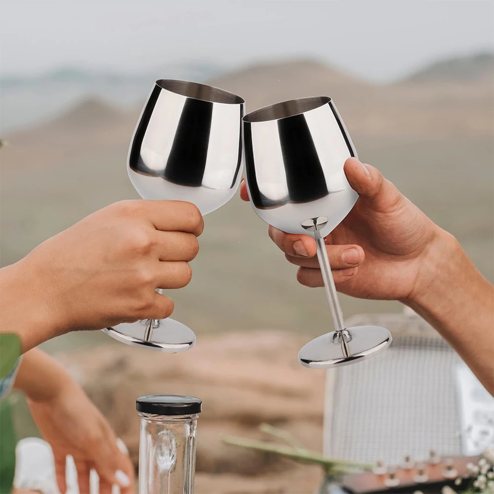 Stainless Steel Wine Glass 500ml Unbreakable Metal Wine Glass for Drinking Cocktails Wine Bar Home Outdoor Party 1PC