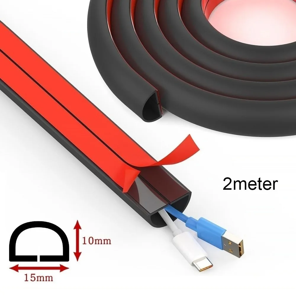 1/2/3/5meter Soft PVC Cable Sleeve Self-Adhesive Flexible Cord Hider Anti-Step Wear Resistant Wire Cover Cord Protection