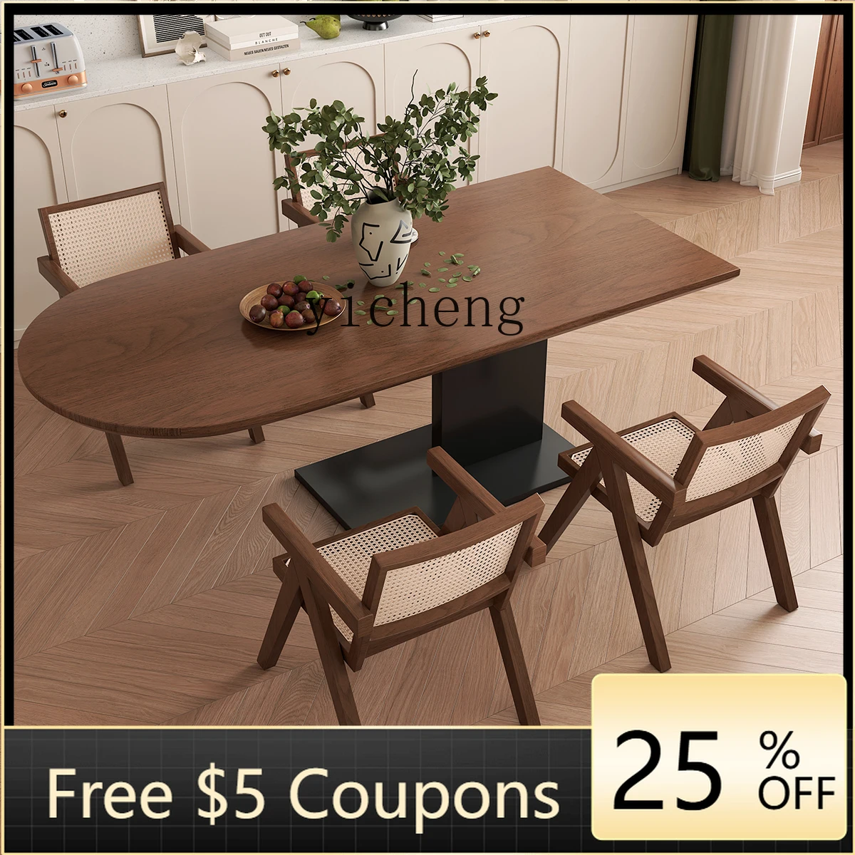 

Z1 solid wood dining table semi-round against the wall household small apartment dining table creative island dining
