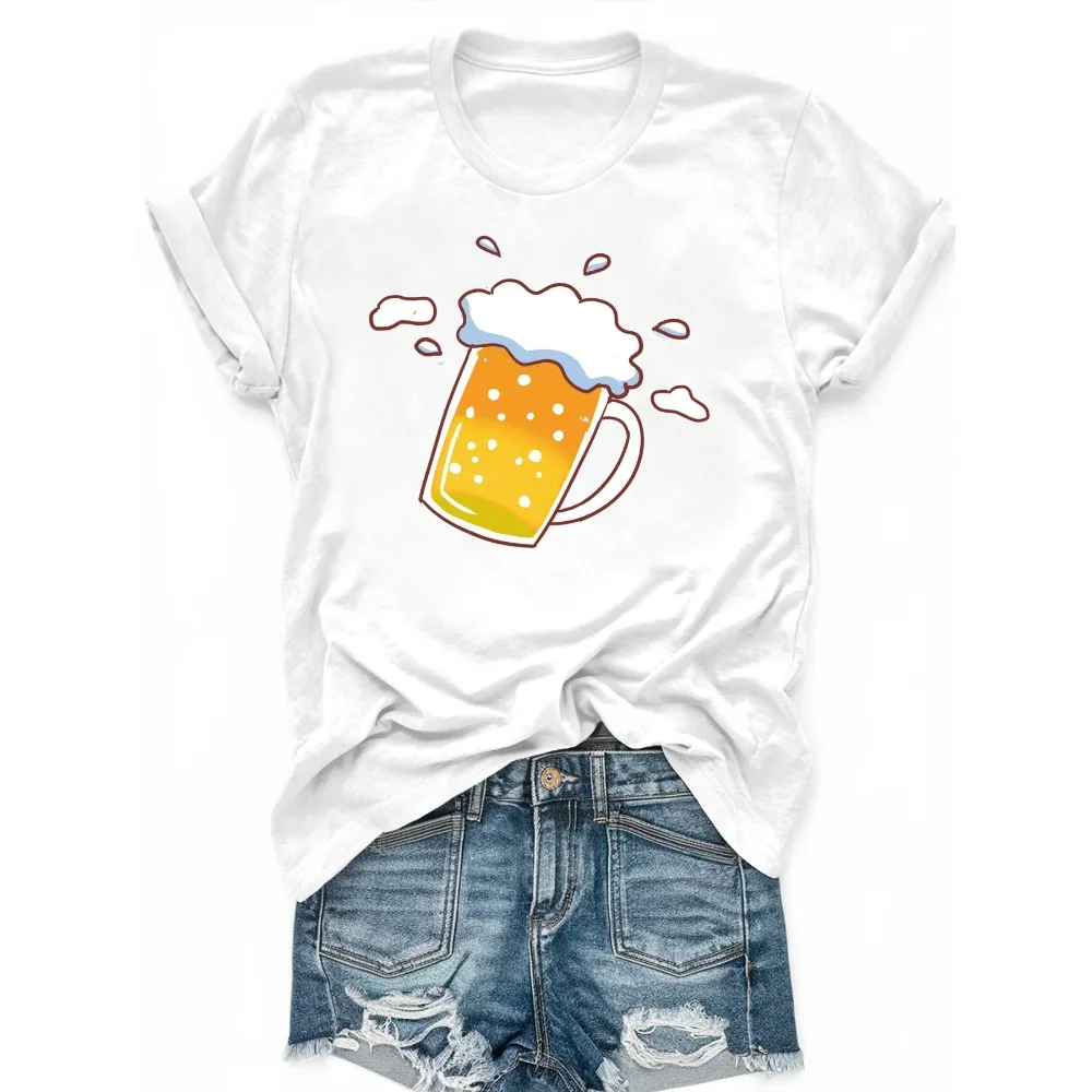 

Camiseta de manga corta estampada de talla grande para mujer Holgada и неформальная удобная и прочная