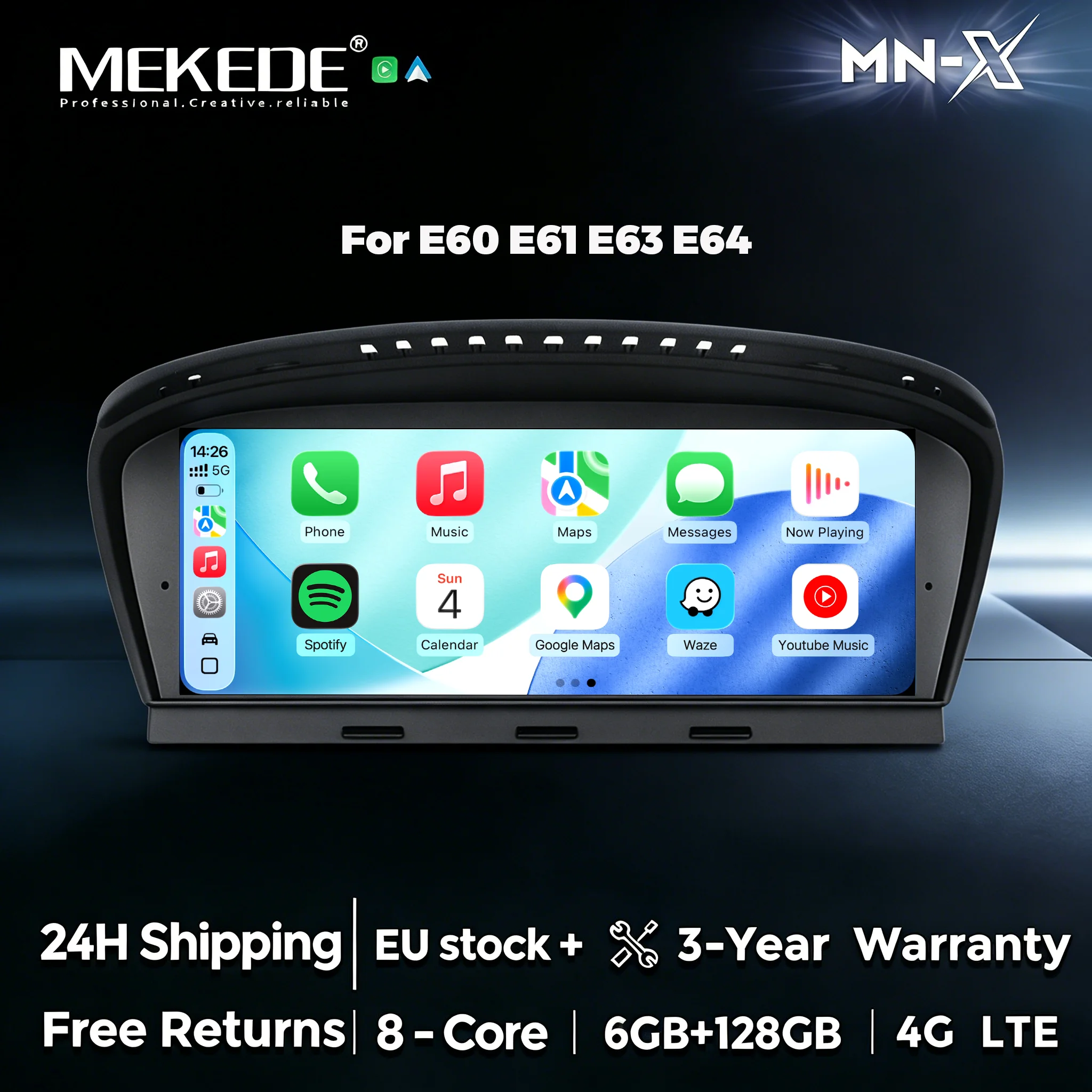 MEKEDE Android 15 Wireless CarPlay Android Auto Multimedia GPS-Navigation für BMW 3 / 5 Serie E60 E61 E63 E64 E90 E91 E92 E93 CCC CIC All-in-One Autoradio 4G LTE 5G WiFi Intelligentes System