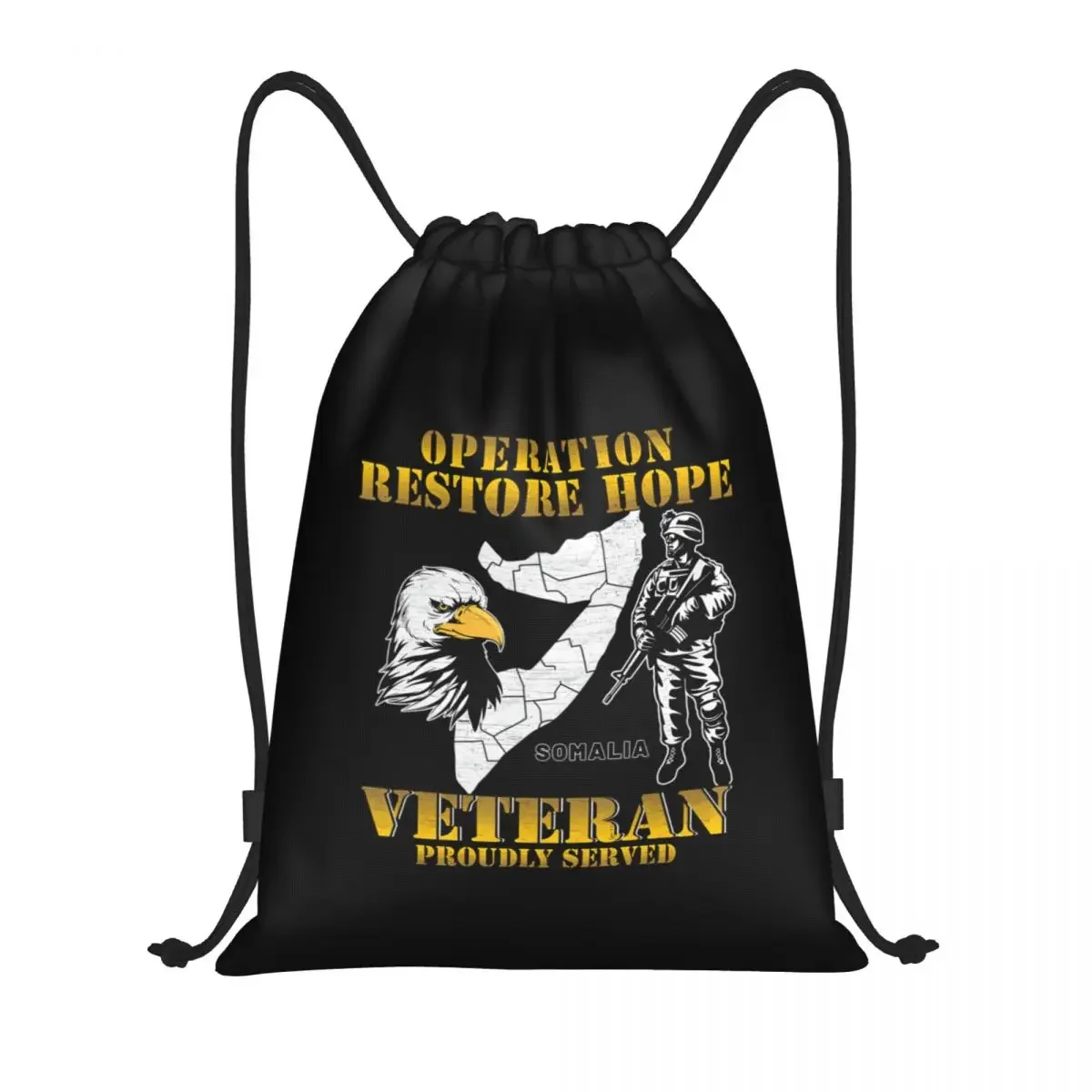 

Operation Restore Hope Somalia ORH Veteran Vintage Drawstring Bags Gym Bag Hot Lightweight