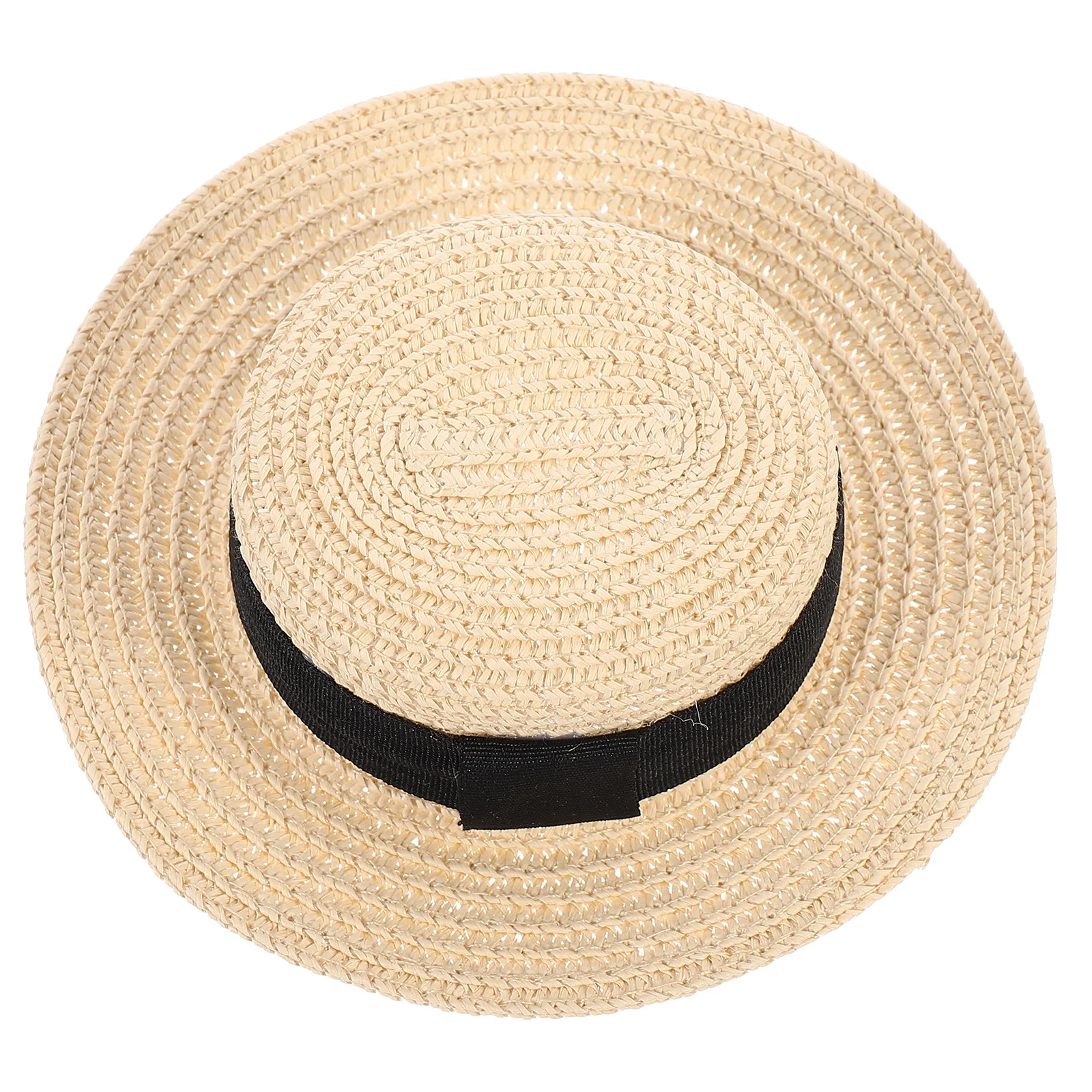 Natural Grass Woven Hat Decor Breathable Sunshade Straw Hat Fashionable Outdoor Summer Hat Exquisite Knitted Flat Top Style