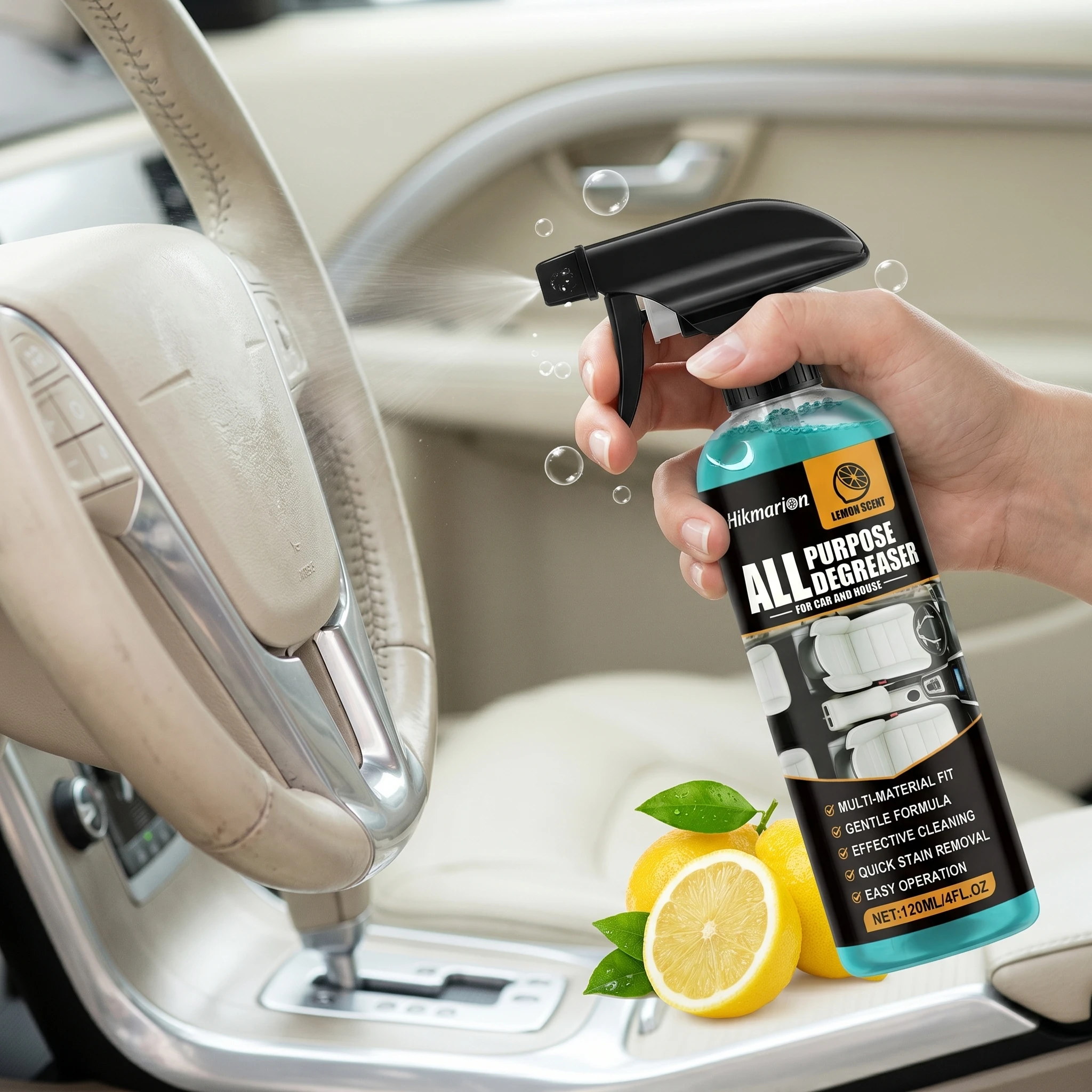 Car Interior Cleaner Eliminate Grease Clean Dirt Peculiar Smell Odor Refreshing Automotive Interior Seat Renovation Spray 120ml