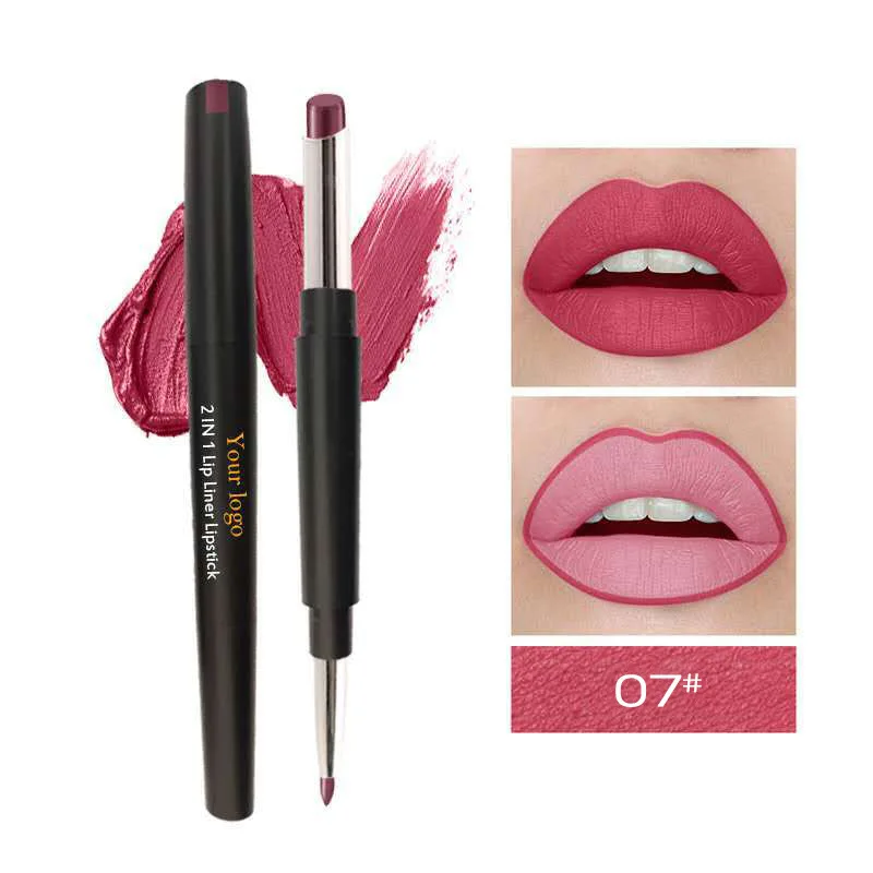 

20pcs Private Label Matte Lipstick Lip Liner Pen Velvet Waterproof High Pigment Make Up Lipstick Pencil Wholesale