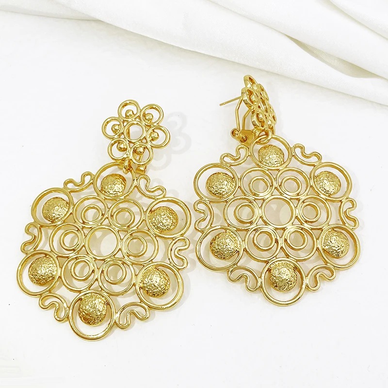Big Drop Earrings For Women 18K Gold Plated Fashion Jewelry Daily Wear Accessories Trending For Lover Birthday Jewelry Gift