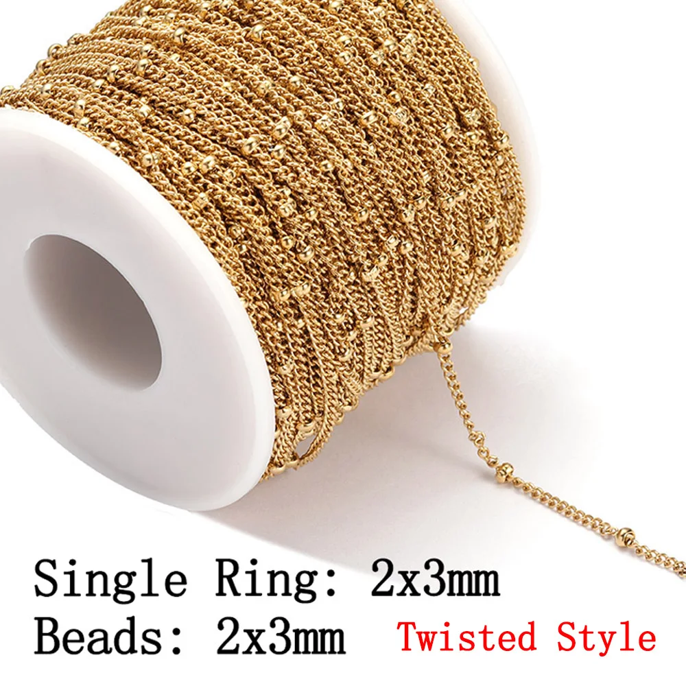 Kein Verblassen, 2 Meter Edelstahlketten für die Schmuckherstellung, DIY-Halskette, Armband, Zubehör, Goldkette, Lippen, Perlen, Perlenkette – Detail 31