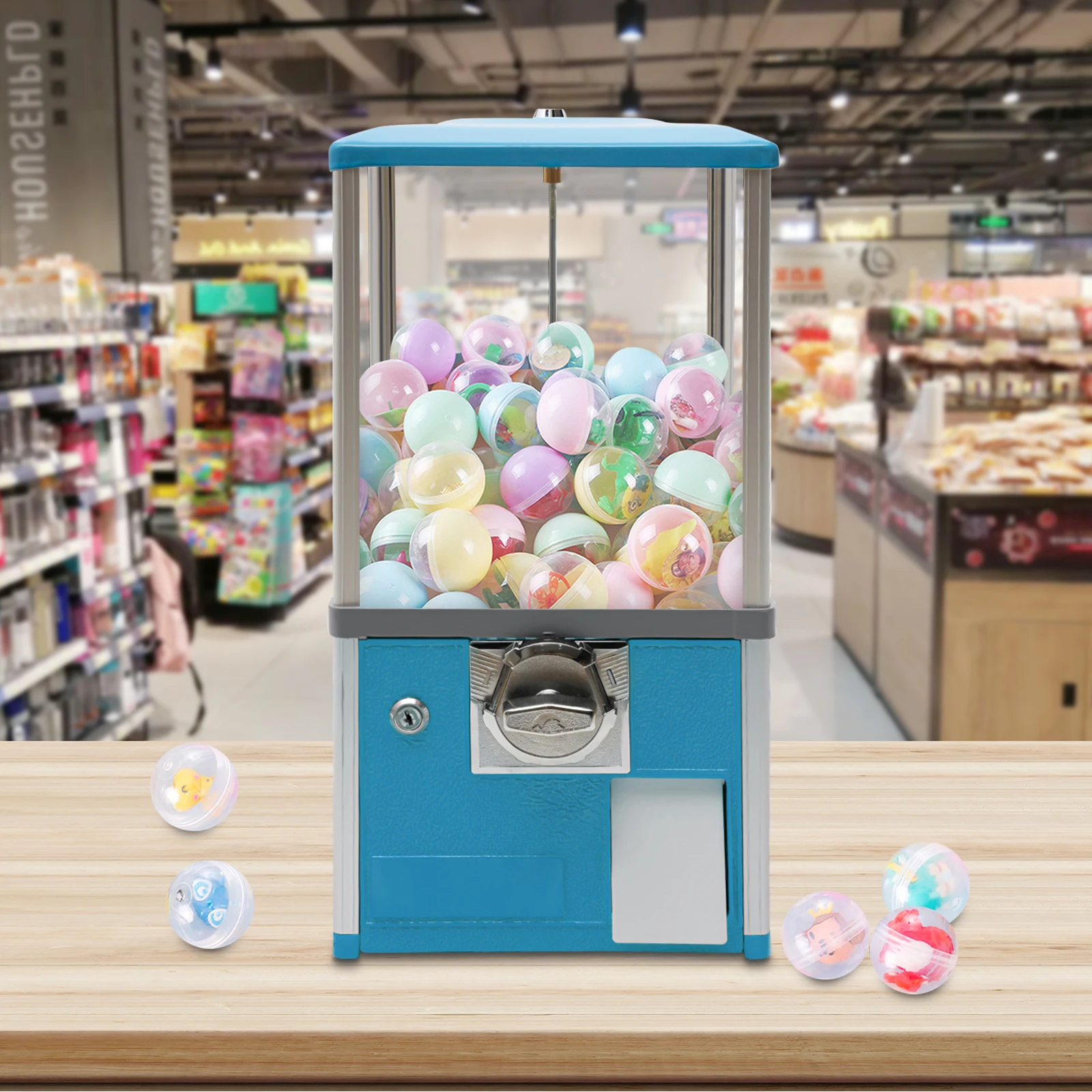 25-cent blauwe automaatmachines Grote capsule commerciële automaat kauwgomballmachine voor kinderen