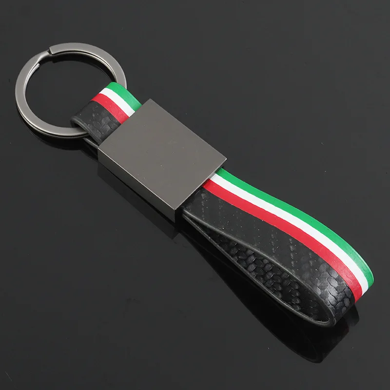 Carbon Fiber Leather Car Alloy Keychain Styling Germany Italy flag Keyrings Auto Accessories Men Key Chain Rings Gifts