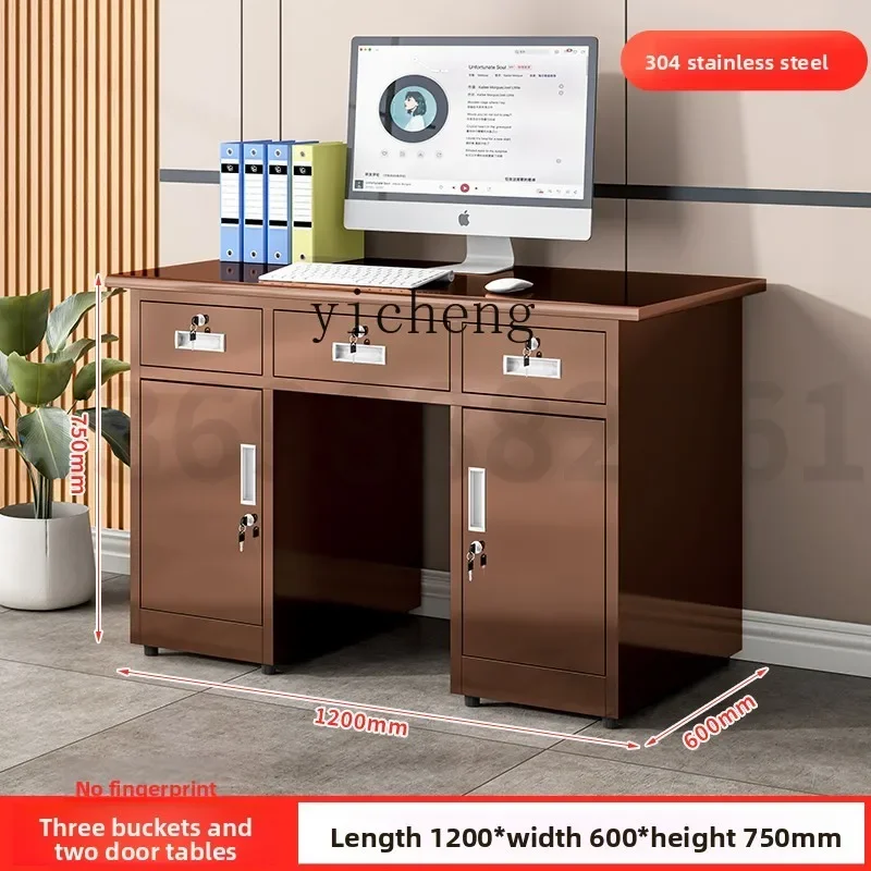 r5.13  Thickened Stainless Steel Table Purification Workshop Laboratory Lockable Workbench Cashier Desk Computer Desk