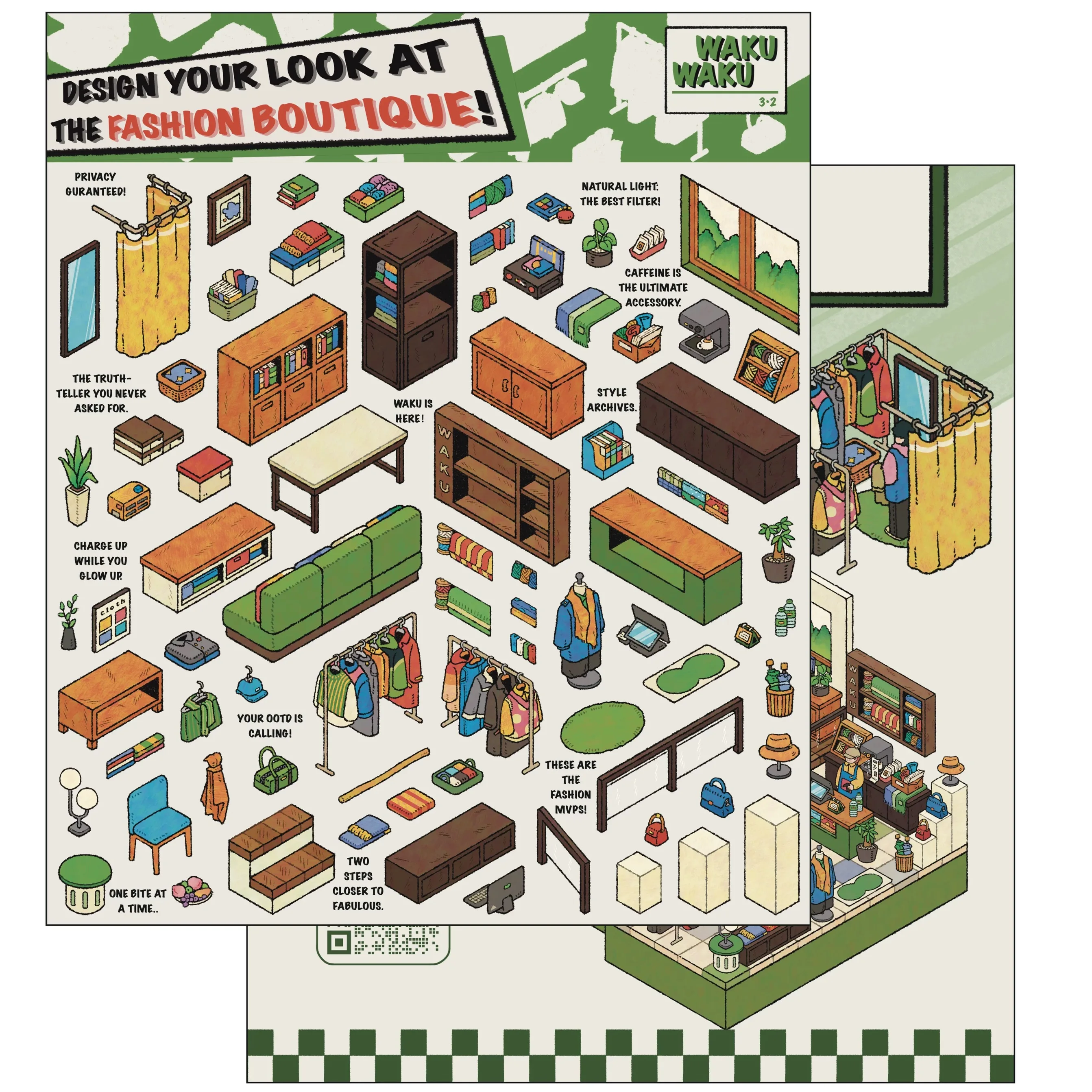 3/6 Pieces WAKU Original Miniature 2.5D 3D Collage Landscape Stickers Set English Edition Pack of