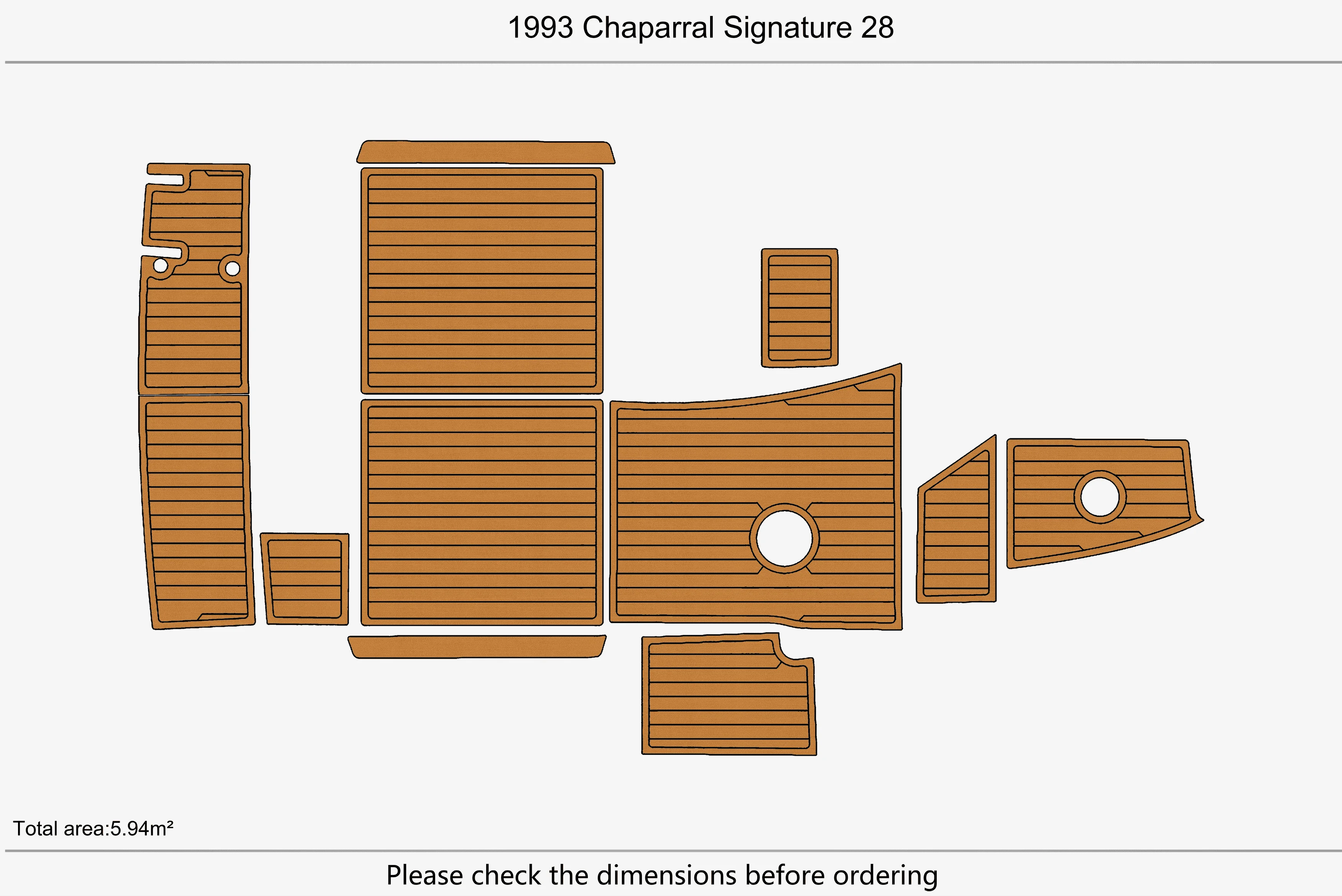 Non-Slip EVA Faux Teak Marine Mat Self-Adhesive 6mm Yacht Cockpit Pad for 1993 Chaparral Signature 28 Boat Decking Easy Install