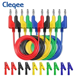 Cleqee p1036.2002 série 15 peças kit de cabos de teste de multímetro com plugue banana duplo 4mm com clipes de jacaré de isolamento cabo 1000v 15a