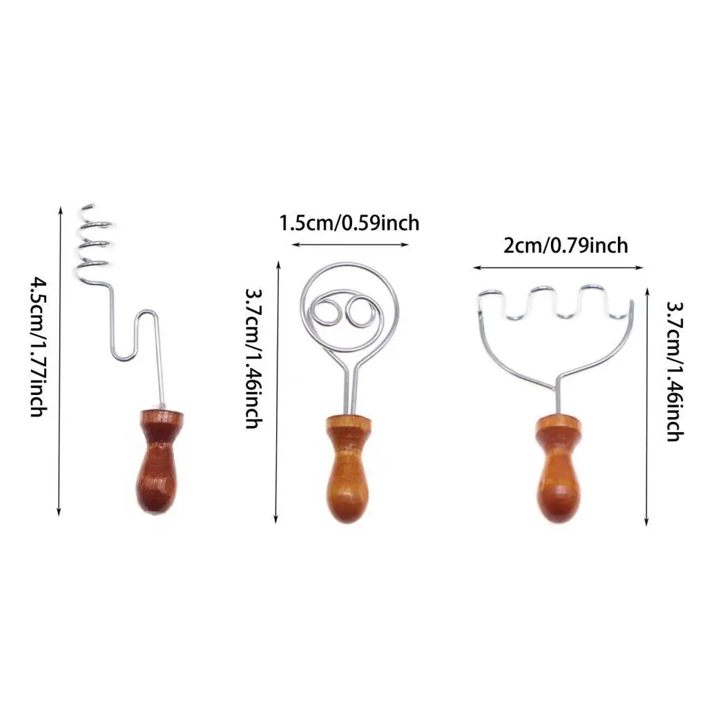 3x casa de bonecas cozimento batendo ferramentas de mistura 1:12 suprimentos batedor em miniatura