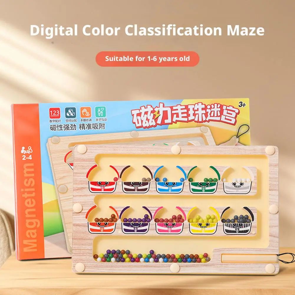 2 in 1 Magnetic Color Sorting Maze & Drawing Board Toddler Montessori Toys Number Matching Learning Counting Montessori Toys