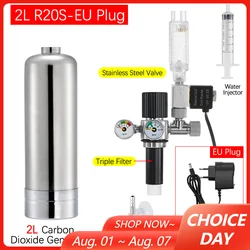 2L Aquarium DIY CO2 Generator System Kit Stainless Steel CO2 Cylinder Generator System Carbon Dioxide Reactor Kit for Plant Fish