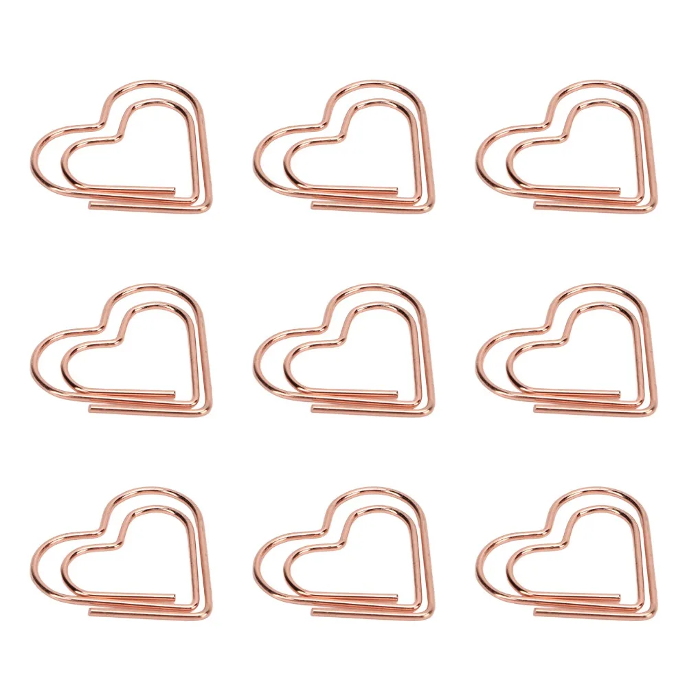 Immagine 4: 100 Pezzi Graffette Decorative a Forma di Cuore Elettroplaccate con Scatola, Graffette Carine Portatili 24*22mm per Ufficio e Casa