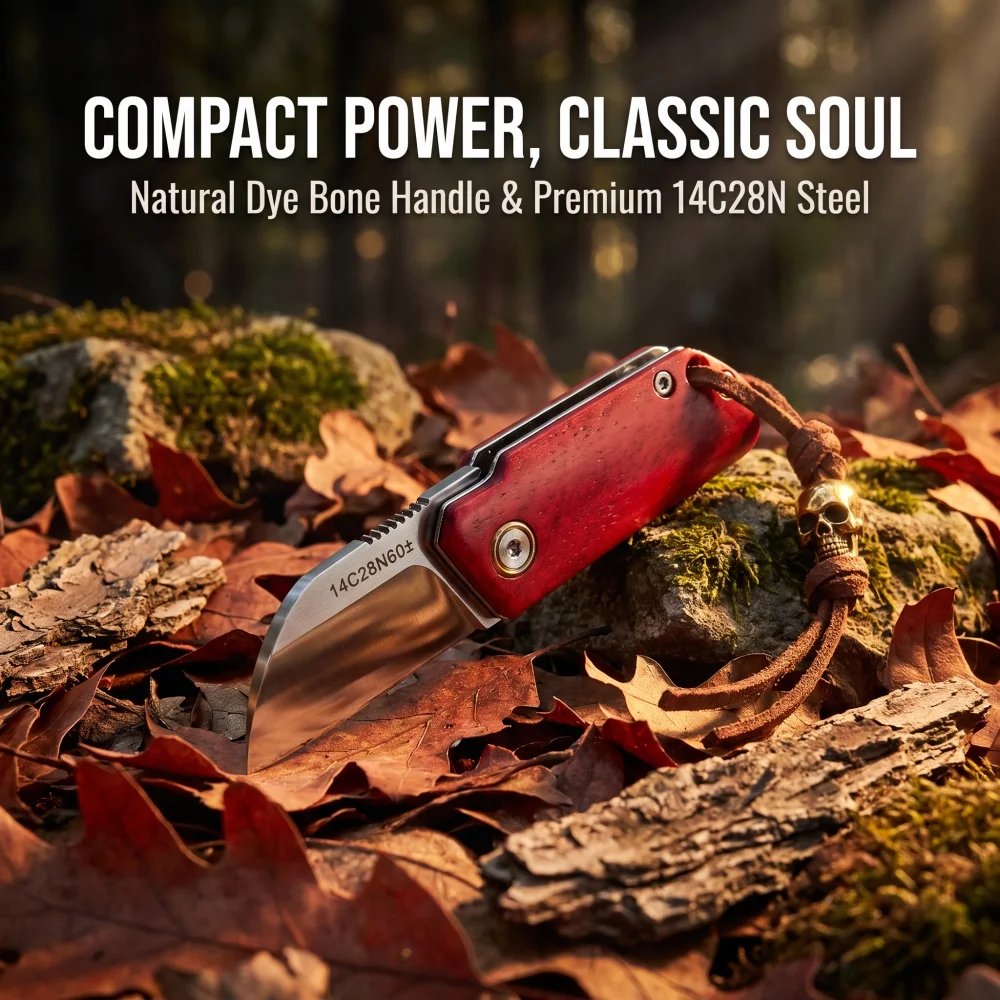 2 Styles Lightweight Compact Folding Knife EDC Peeling Tools Practical Outdoor Camping Pocket Use Knives Natural Dye Bone Handle