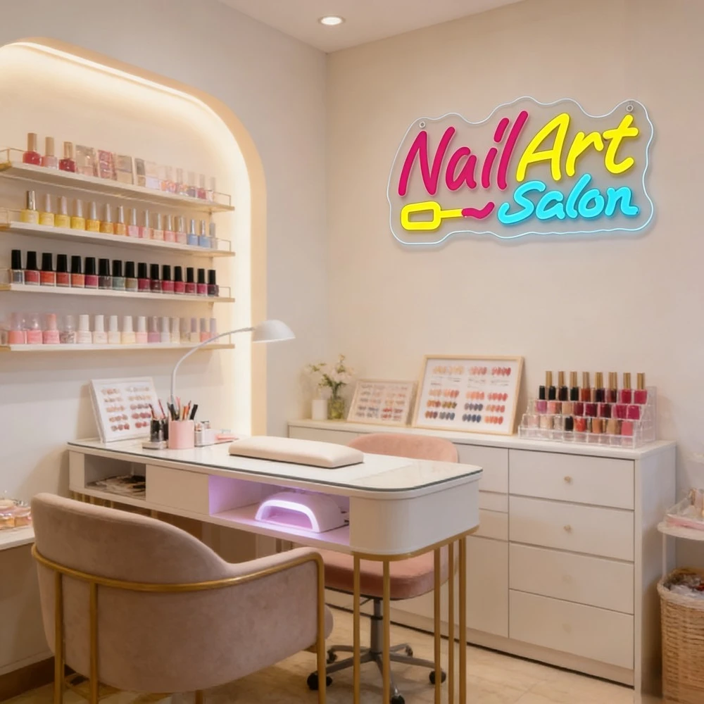 Nail Art Salon USB Neon Sign Art Home Dimmable LED Neon Light for Beauty Studio Nail Room Wall Decor Manicure Shop Business Sign