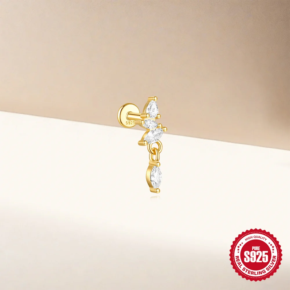 CANNER 1 Stück 925 Sterling Silber Tragus-Piercing-Ohrringe für Frauen Knorpel-Spiral-Piercing-Ohrring 925 Silber Schmuck Geschenke – Detail 24