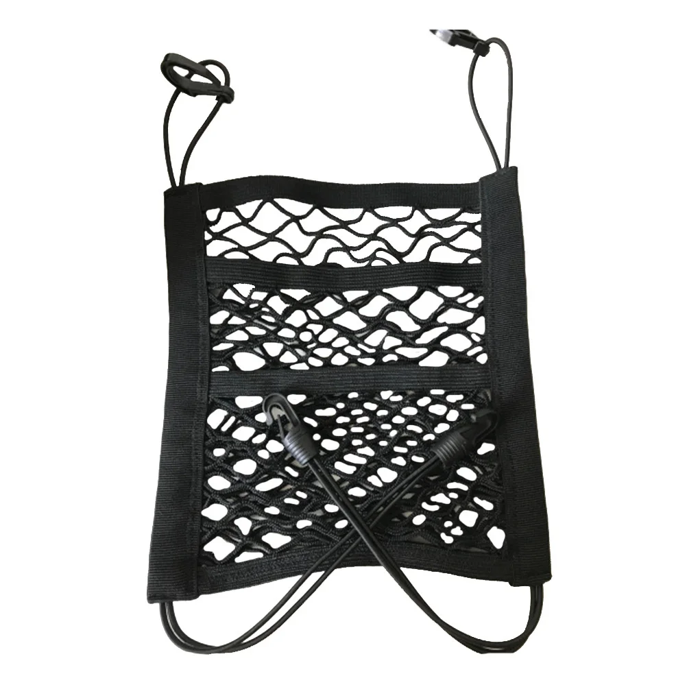 Organizador de red para asiento de coche de 3 capas, barrera de malla resistente negra, tapón para perturbar el asiento trasero, soporte de almacenamiento para coches, Suvs y camiones