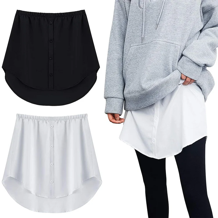 New Skirt Shirt Extenders for Women's Hoodies Sweater Underskirts Fashion Casual Bottom Elastic High Waist Fake Adjustable Hem