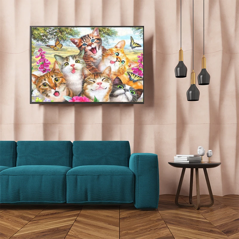 70*100cm 2000pcs Advanced Paper Jigsaw Puzzle The Cat Family