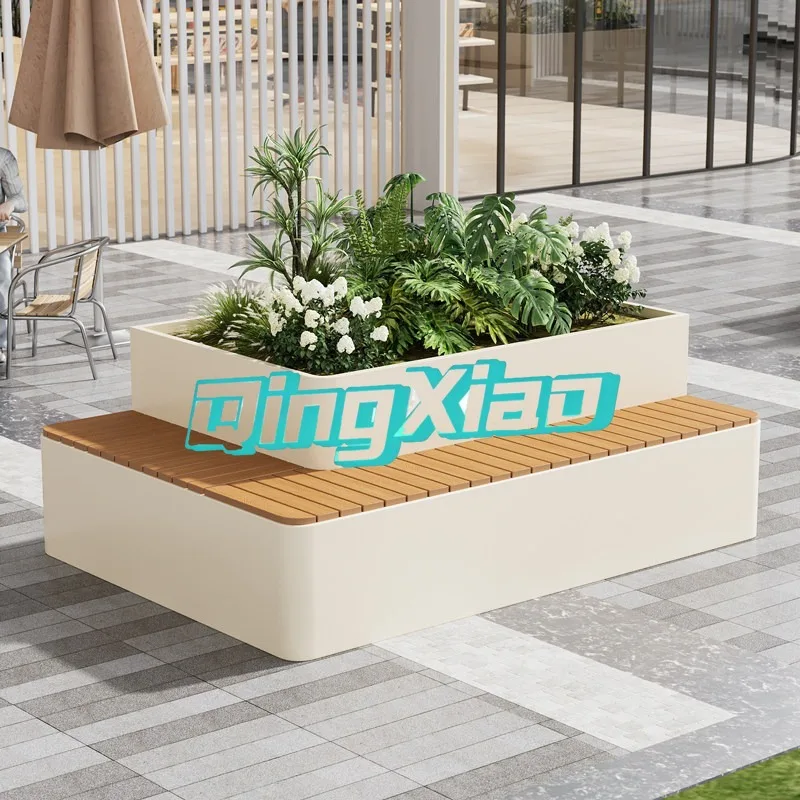 

Outdoor Bench With Built In Planter Weather Resistant Wood Plastic Composite Seat For Patio Mall Park Garden Hotel Use
