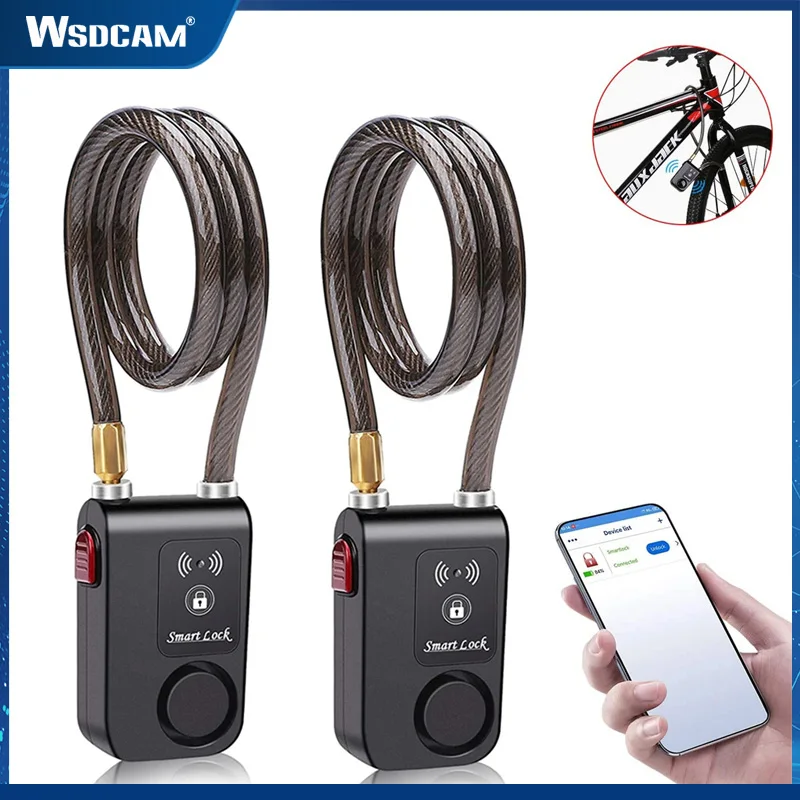 Wsdcam Bluetooth Motorcycle Bike Lock Alarm Waterproof Burglar Vibration Bike Alarm Lock APP Control Security Protection