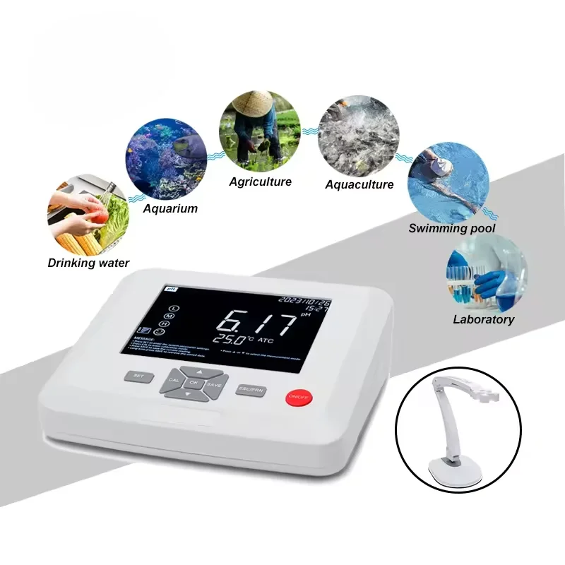 NEW High Precision 0.001pH Desktop Touch Screen pH Meter EC Meter Measure TDS Salinity Resistivity Simultanously Display Reading