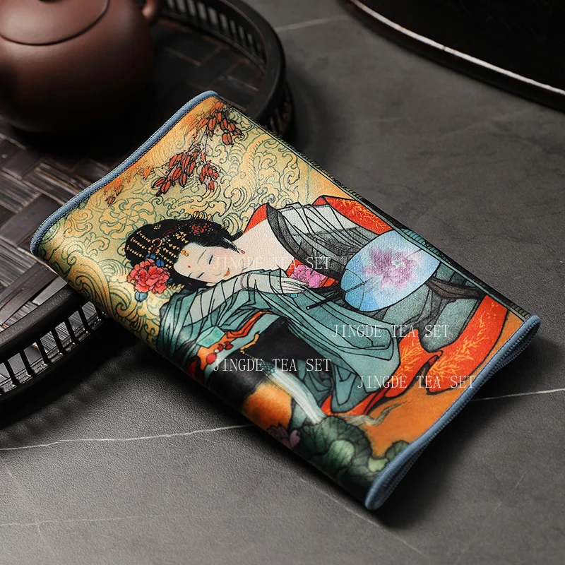 Rag kitchen tea towel kitchen cotton kung fu waterproof pad tea set dining bar strong absorbent cleaning towel