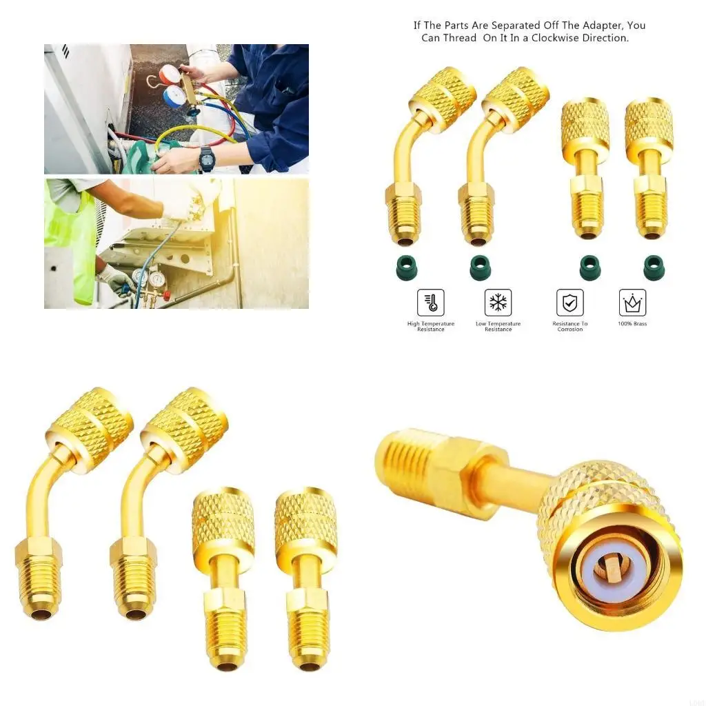   2 Straight Adapter & 2 Angled Adapter R410A Adapter for Air Conditioners HVAC