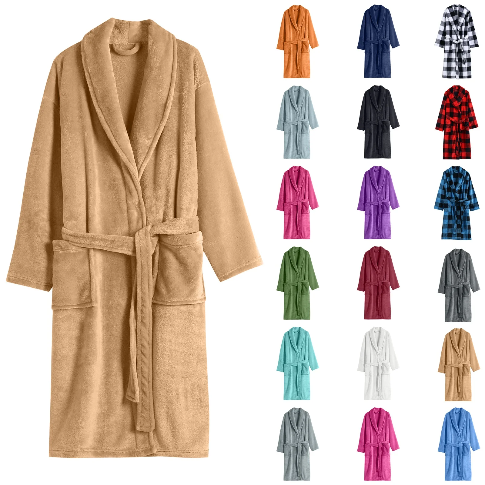 

Women's Plush Pajamas Nightgown Bathrobe Winter Bathrobe Soft Fluffy Solid Color Long Sleeve Winter Warm Home Wear Lace Up