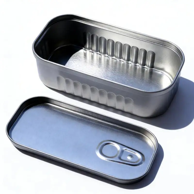 1PCS Sardine Can Shaped Storage Tin Box Portable Tinplate Material Sealed Jar With Lid For Storing Small Items Household Goods