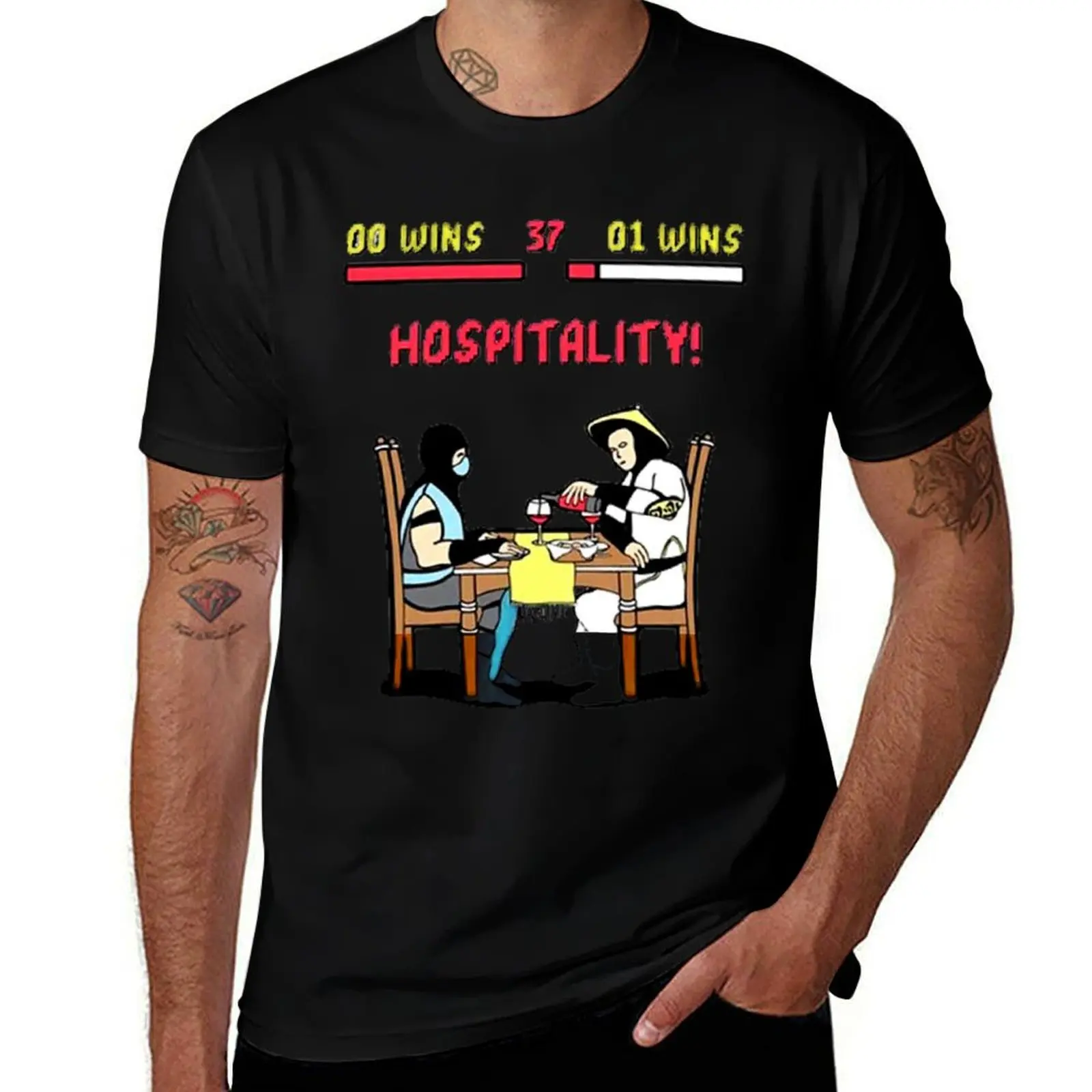 

Mortal Kombat 00 Wins 37 01 Wins Hospitality T-Shirt summer shirt funny gifts men clothing
