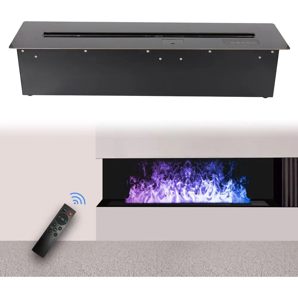 

31.50 Inch Electric 3D Water Vapor Fireplace with Humidifier, Realistic Flame, and Atomized Steam - Recessed Design, Remote Cont