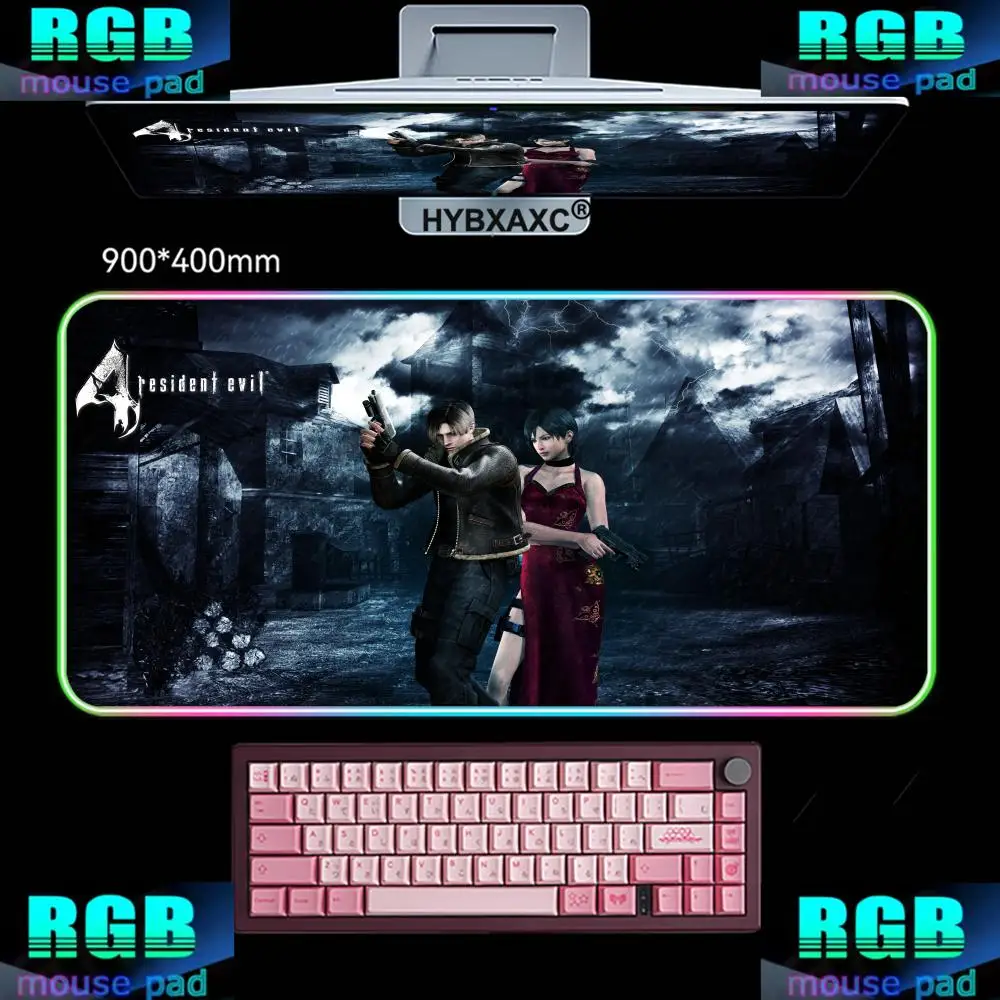 

RGB Mouse Pad Gamer R-Resident Evil 4 Pc Cabinet Game Keyboard Desk Mat Computer Gaming Accessories Leon S. Kennedy Big Mousepad