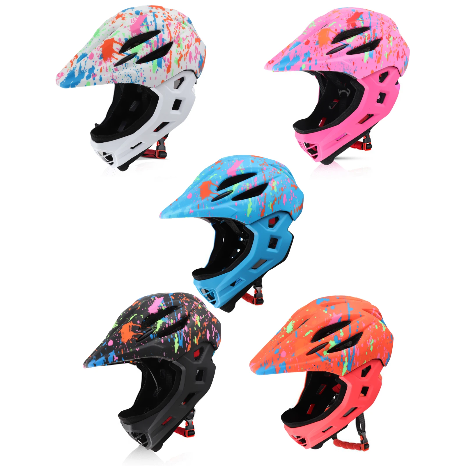 

Children Bike Safety Hat Adjustable Breathable Kids Bike Helmets Toddler Lightweight Full Face Helmets with LED Light