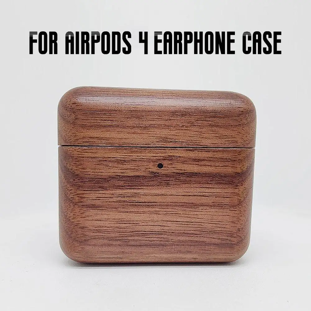 วอลนัทหูฟังสําหรับ AirPods 4 Anti-DROP,Anti-Scratch,ป้องกันฝุ่นและสวมใส่สําหรับ AirPods หูฟังไม้เนื้อแข็ง C O4F7