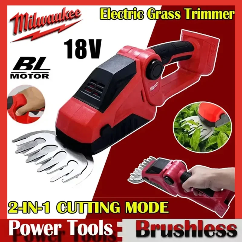 

Milwaukee Cordless Hedge Trimmer 2-in-1 Electric Grass Trimmer Bush Trimmer Grass Shears Handheld Garden Tool for 20V Battery