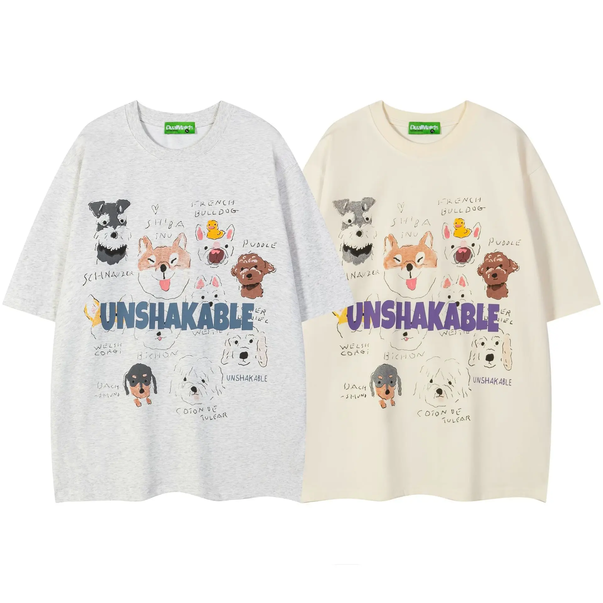 High Street T-Shirts Men Streetwear Oversized Short Sleeve Tops with Cartoon Animal Graphic Print Unisex Casual Matching Tees