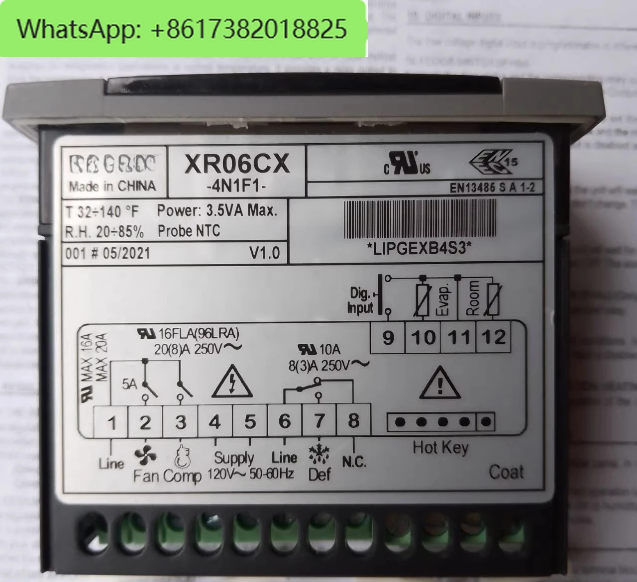 

Temperature controller XR06CX-4N1F1 120V voltage