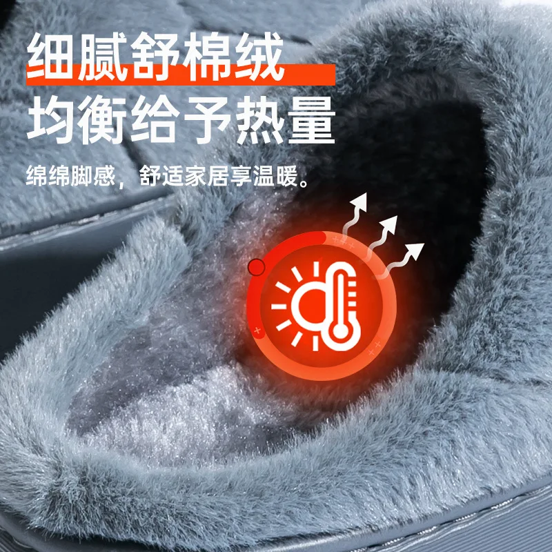 

Осень/зима 2023, новая домашняя обувь для пар, плюшевая хлопковая обувь на толстой подошве для женщин