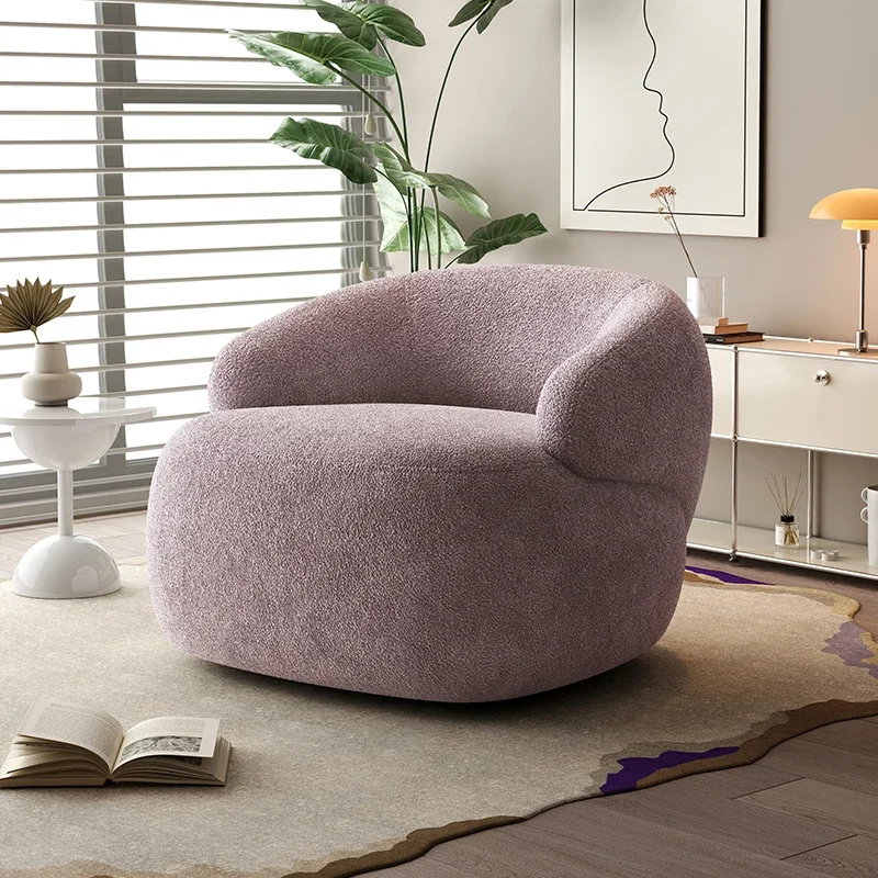 Silla de ocio giratoria de tela de lujo ligera italiana, silla individual para balcón, sofá nórdico moderno minimalista de diseño para sala de estar