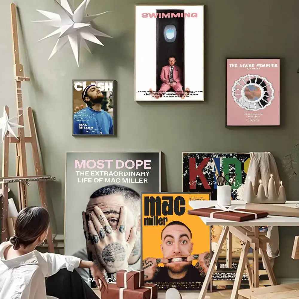 Rapper Mac Miller Swimming Whitepaper Poster Waterproof Paper Sticker Coffee House Bar Aesthetic Art Wall Painting