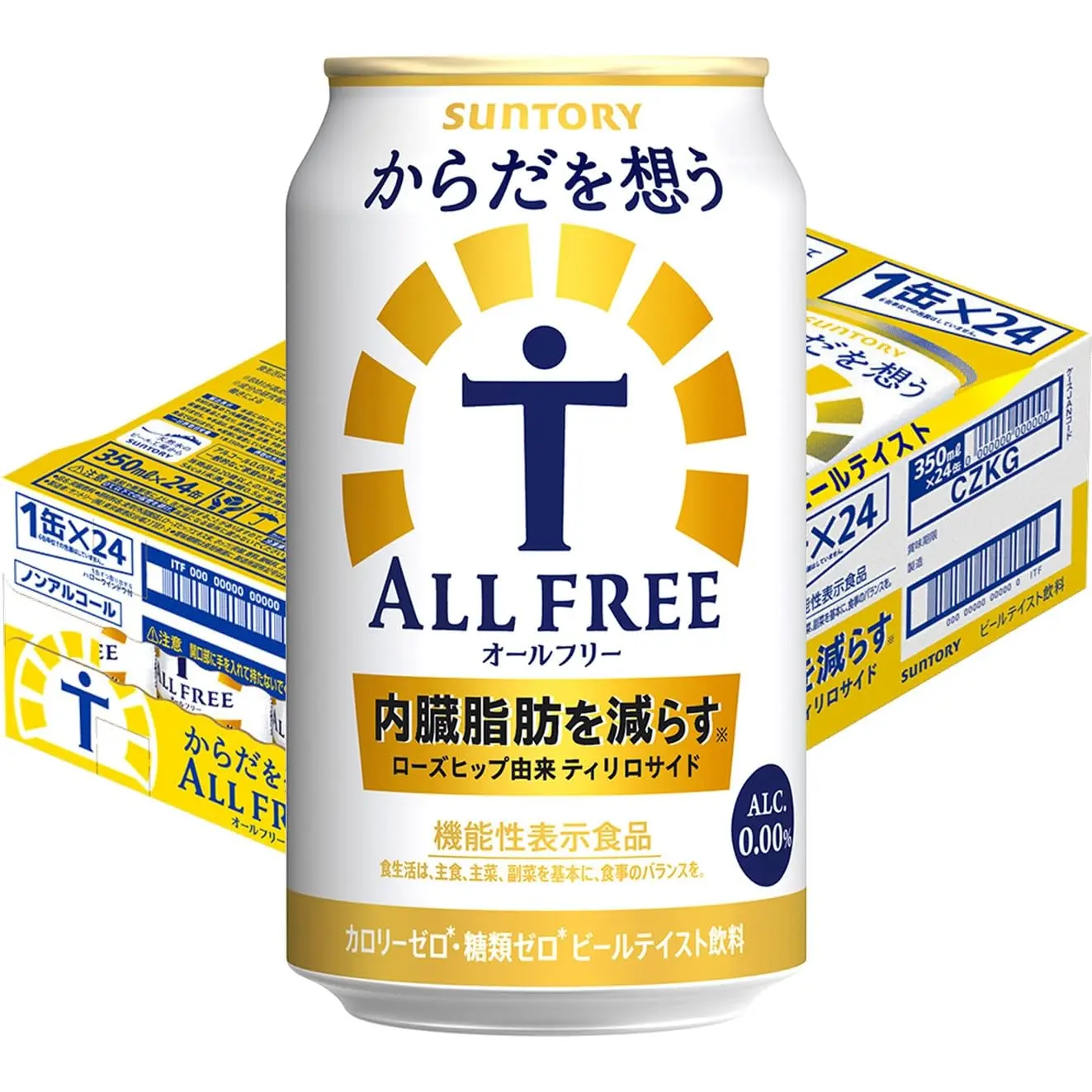 サントリー オールフリー 350ml×24本（6缶、パッケージなし）【内臓脂肪を減らす】ノンアルコールビール